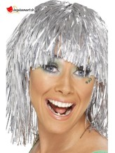 Perruque argentée métallique disco Perruque argentée métallique disco
