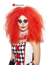Perruque clown rouge crêpé mi-long Perruque clown rouge crêpé mi-long
