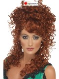 Perruque fille de saloon brune longue