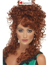 Perruque fille de saloon brune longue