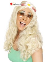 Perruque groovy hippie blond avec bandeau Perruque groovy hippie blond avec bandeau