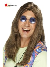 Perruque hippie longue brune homme Perruque hippie longue brune homme