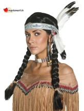 Perruque indienne avec deux tresses