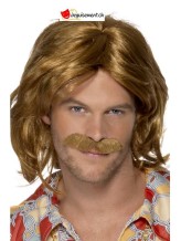 Perruque et moustache hippie brun Perruque et moustache hippie brun
