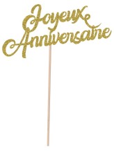 Puntale per torta Joyeux Anniversaire - oro Puntale per torta Joyeux Anniversaire - oro