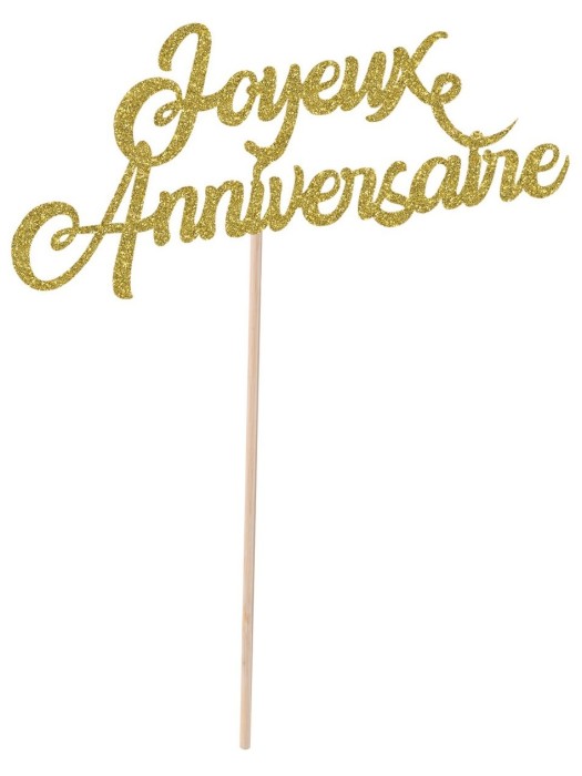 Pique à gâteau Joyeux Anniversaire - or