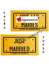 Plaque en carton Vive les Mariés doré - Just Married Plaque en carton Vive les Mariés doré - Just Married