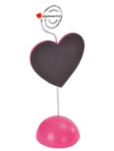 Portes noms ardoise coeur fuchsia