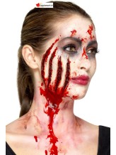 Prothèse en latex, entailles, rouge avec adhésif Prothèse en latex, entailles, rouge avec adhésif