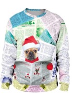 Pullover mit Weihnachts druck - Hund und Zeitung - Erwachsener