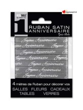 Joyeux Anniversaire satin ribbon gray Joyeux Anniversaire satin ribbon gray