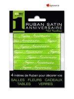 Ruban satin Joyeux Anniversaire vert