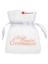 Sachet organdi corail  - communion - 6 pièces
