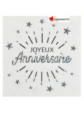 Serviette anniversaire étincelant - Argent