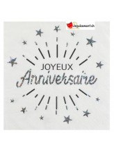 Serviette anniversaire étincelant - Argent