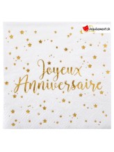Joyeux anniversaire napkin - white