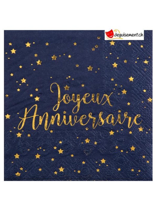 Serviette Joyeux Anniversaire - bleu