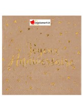 Serviette Joyeux Anniversaire - kraft - 20 pcs