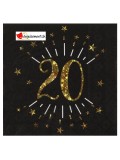 Serviettes âge étincelant 20 - or