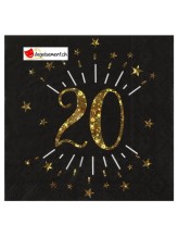 Asciugamani scintillanti età 20 - oro          <br> Asciugamani scintillanti età 20 - oro          <br>