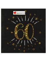 Asciugamani scintillanti età 60 - oro          <br> Asciugamani scintillanti età 60 - oro          <br>