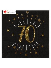 Asciugamani scintillanti età 70 - oro          <br> Asciugamani scintillanti età 70 - oro          <br>