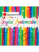 Serviettes Joyeux Anniversaire - 16 pièces - 33x33cm Serviettes Joyeux Anniversaire - 16 pièces - 33x33cm