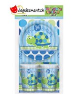 Set 1er anniversaire tortue garçon 8 personnes Set 1er anniversaire tortue garçon 8 personnes