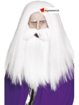 Set barbe et perruque magicien Set barbe et perruque magicien