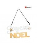Suspension en bois Joyeux Noël blanc et doré
